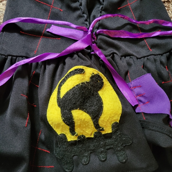 3t small witch costume girls purple black cat dress up halloween outfit - Picture 4 of 6